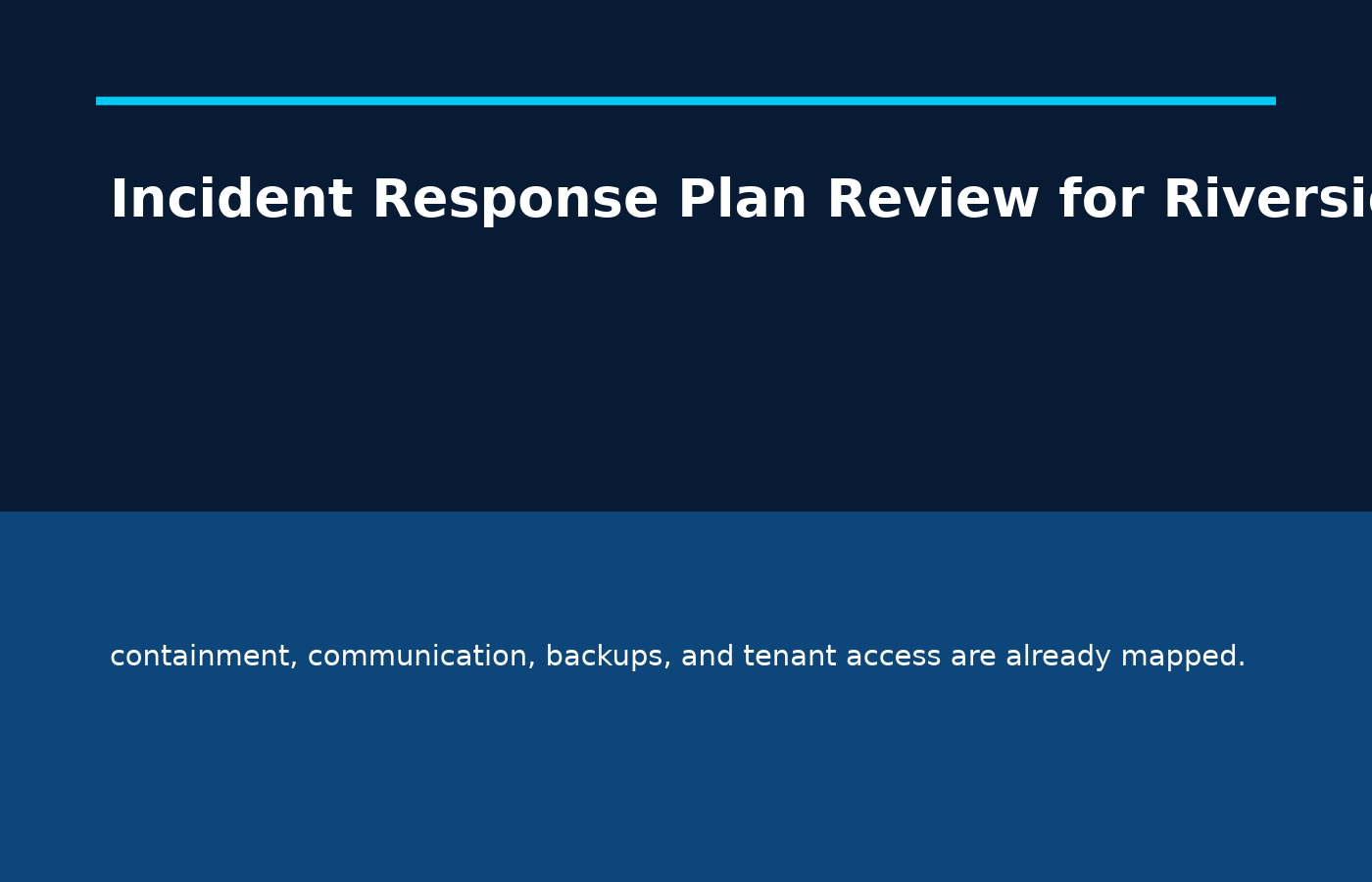Riverside incident response planning illustration for business security teams